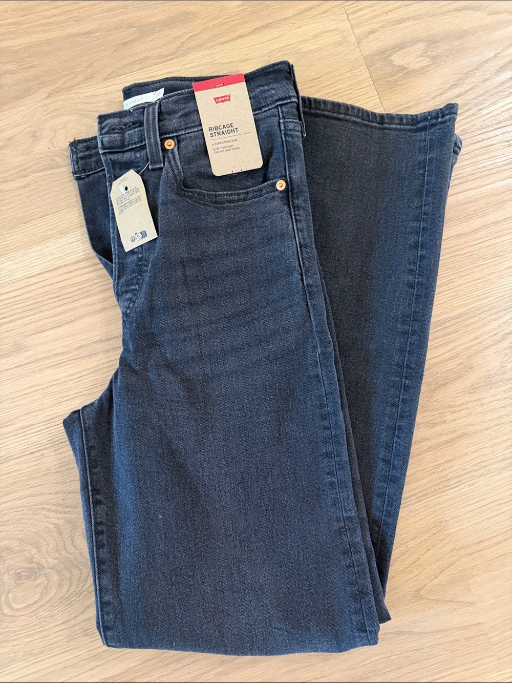 Levi's Ribcage Straight Jeans - Charcoal Black